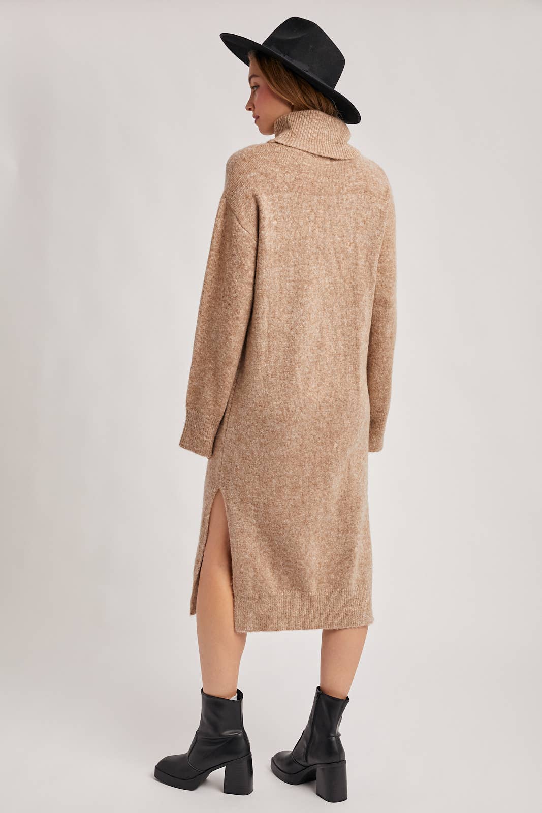 Turtleneck Knit Midi Dress