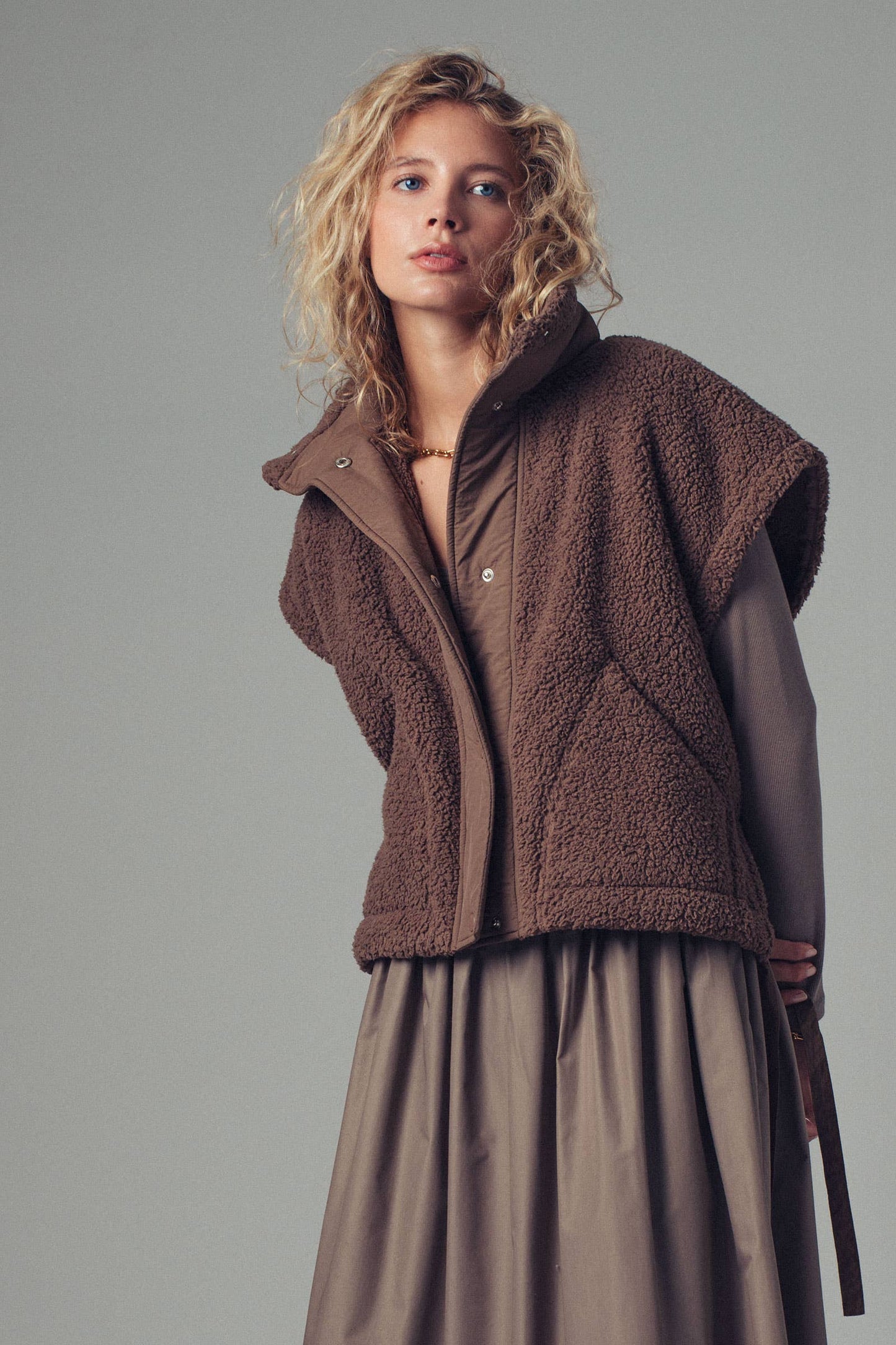 Quilted Sherpa Boxy Vest