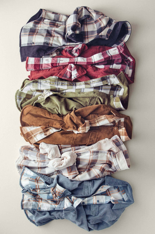 Plaid Lined Corduroy Shacket