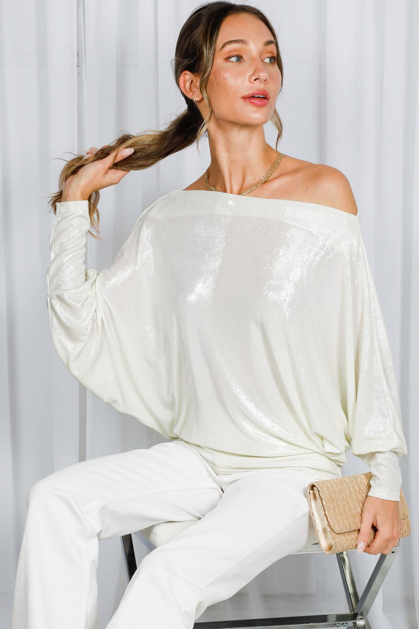 Dolman Foil Knit Top