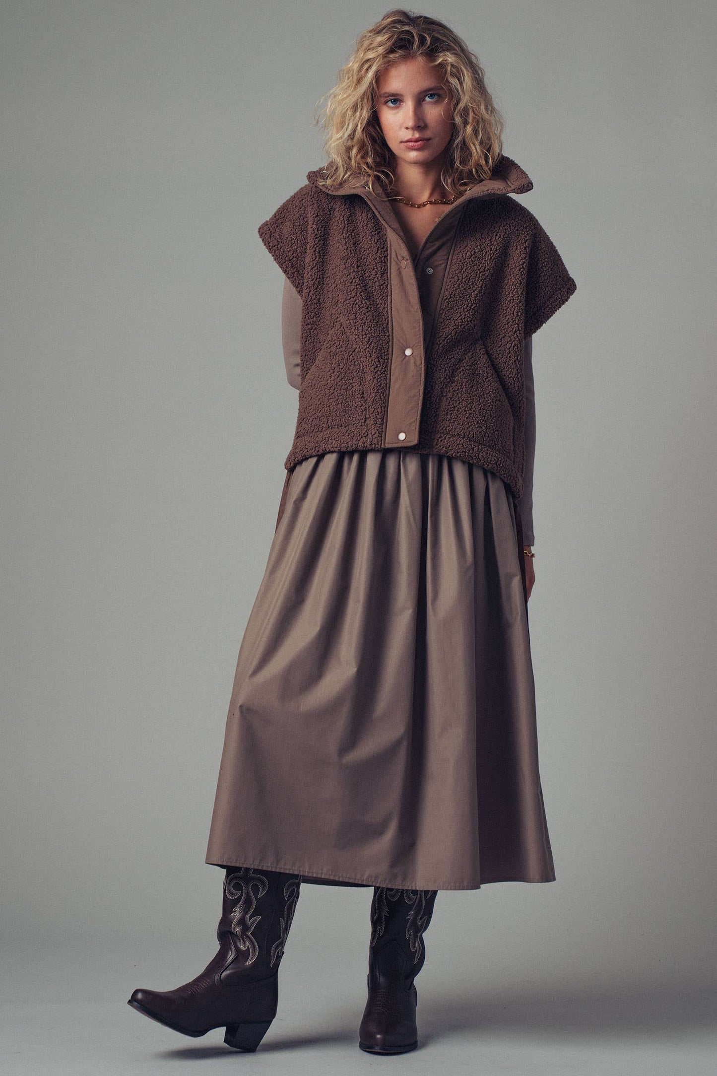 Quilted Sherpa Boxy Vest