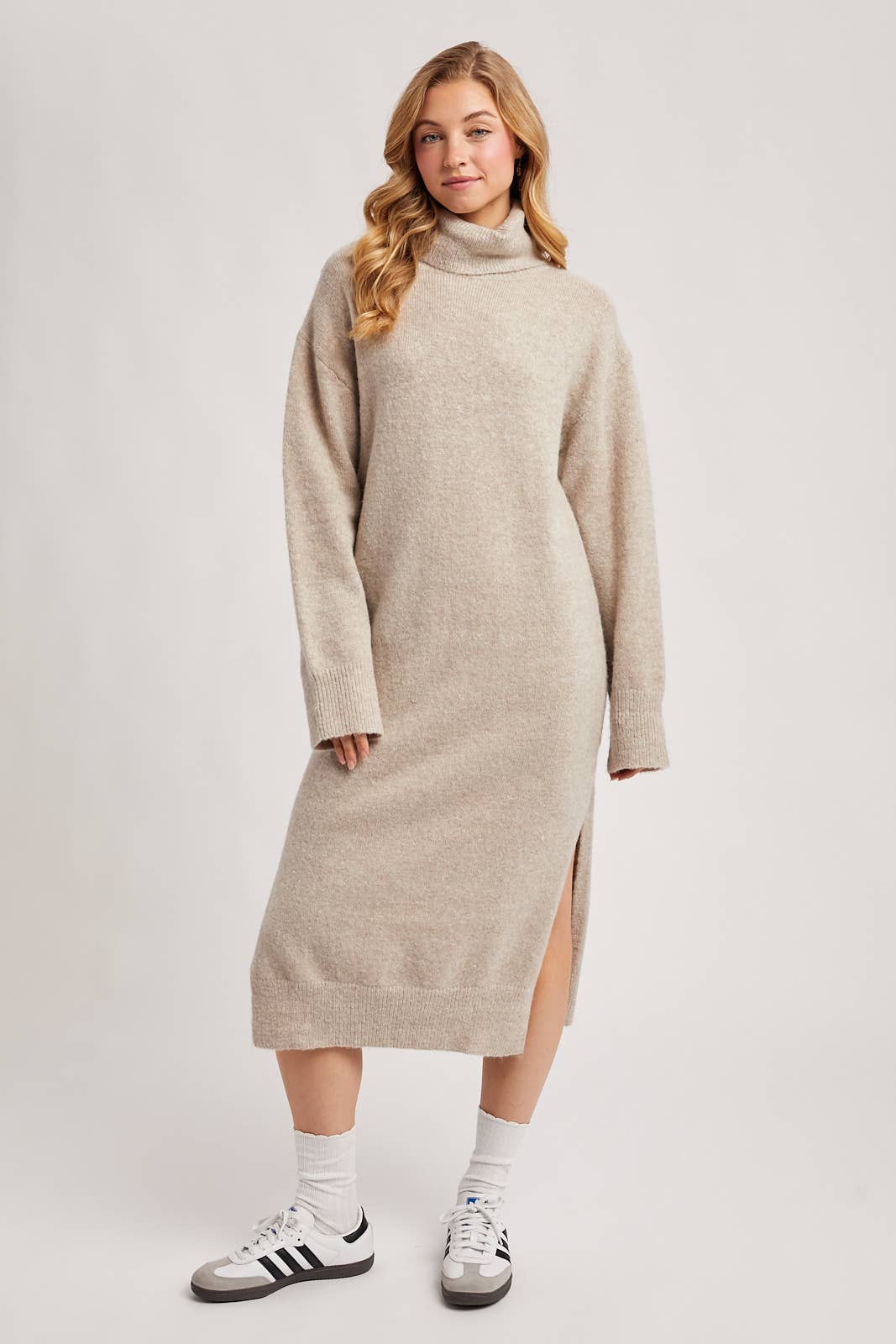 Turtleneck Knit Midi Dress