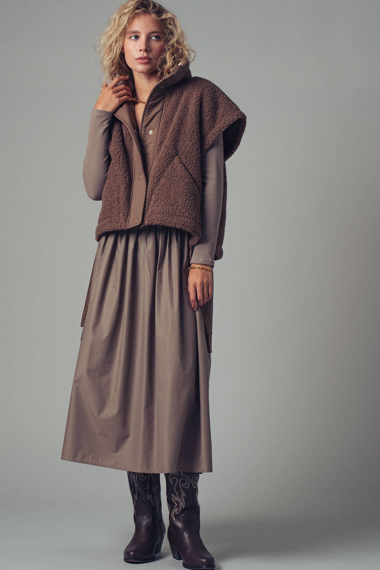 Quilted Sherpa Boxy Vest