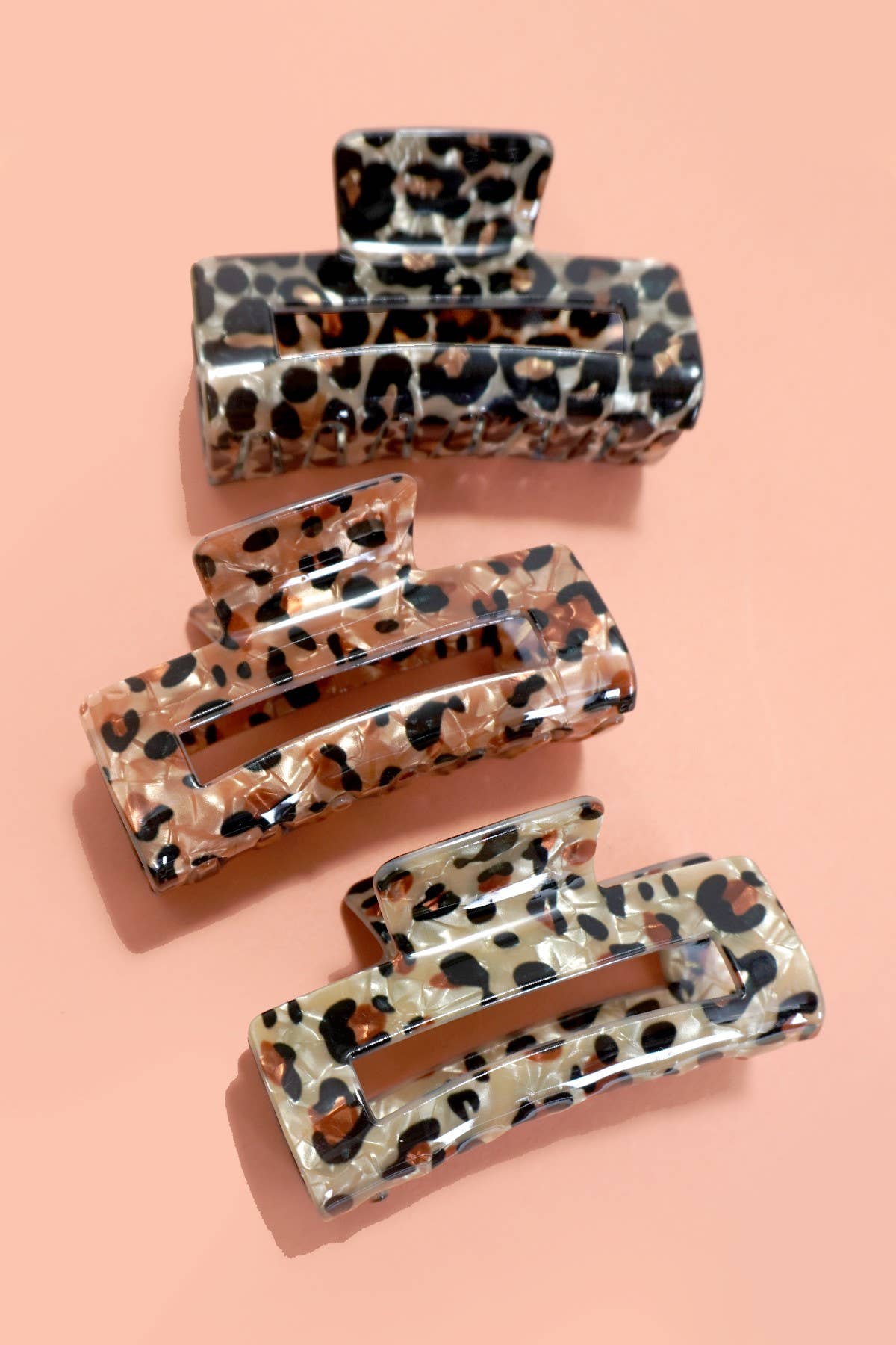 Rectangle Leopard Claw Clips