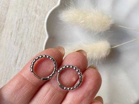 Silver Beaded Fashion Hoops