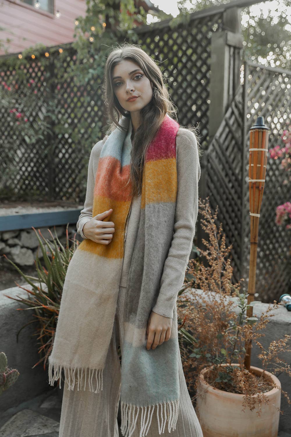 Winter Color Block Scarf