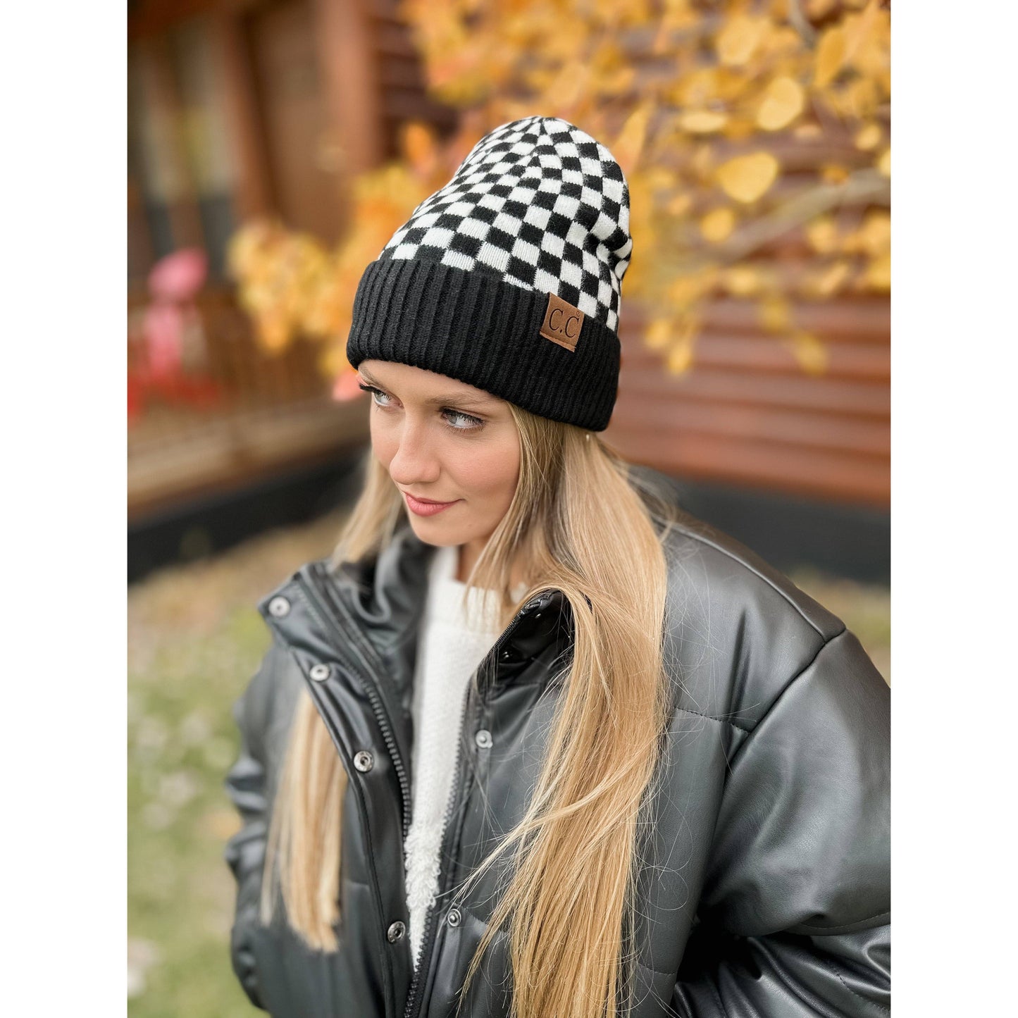 Checkered Pattern CC Beanie