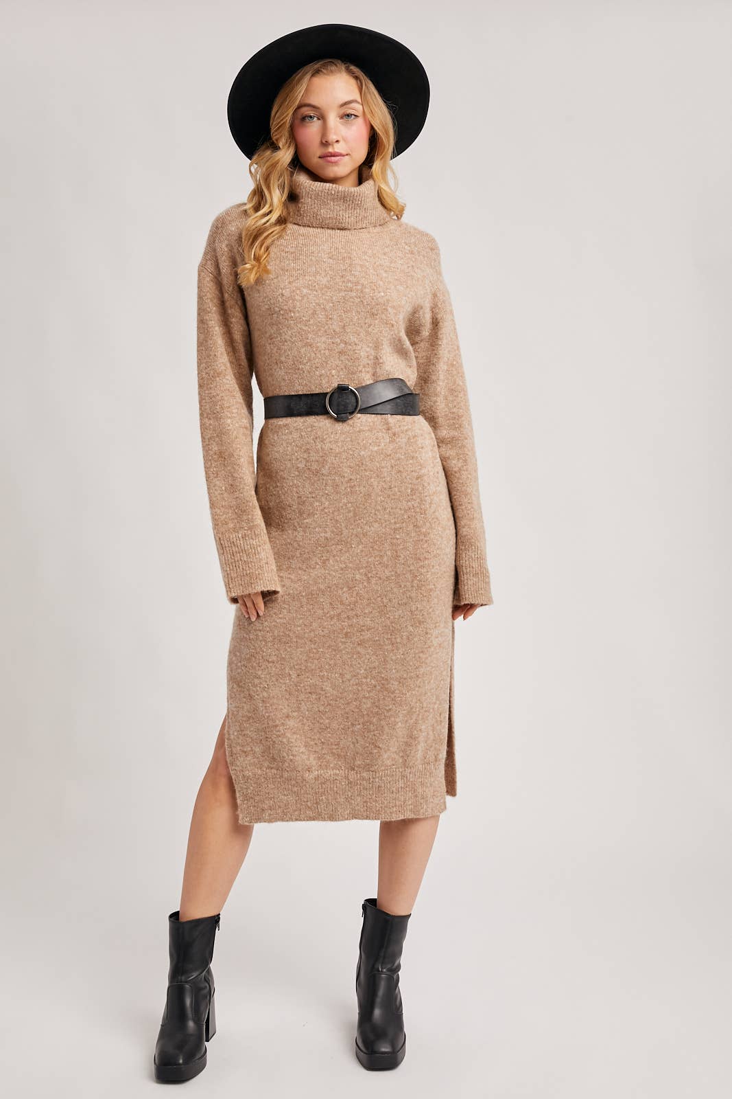 Turtleneck Knit Midi Dress