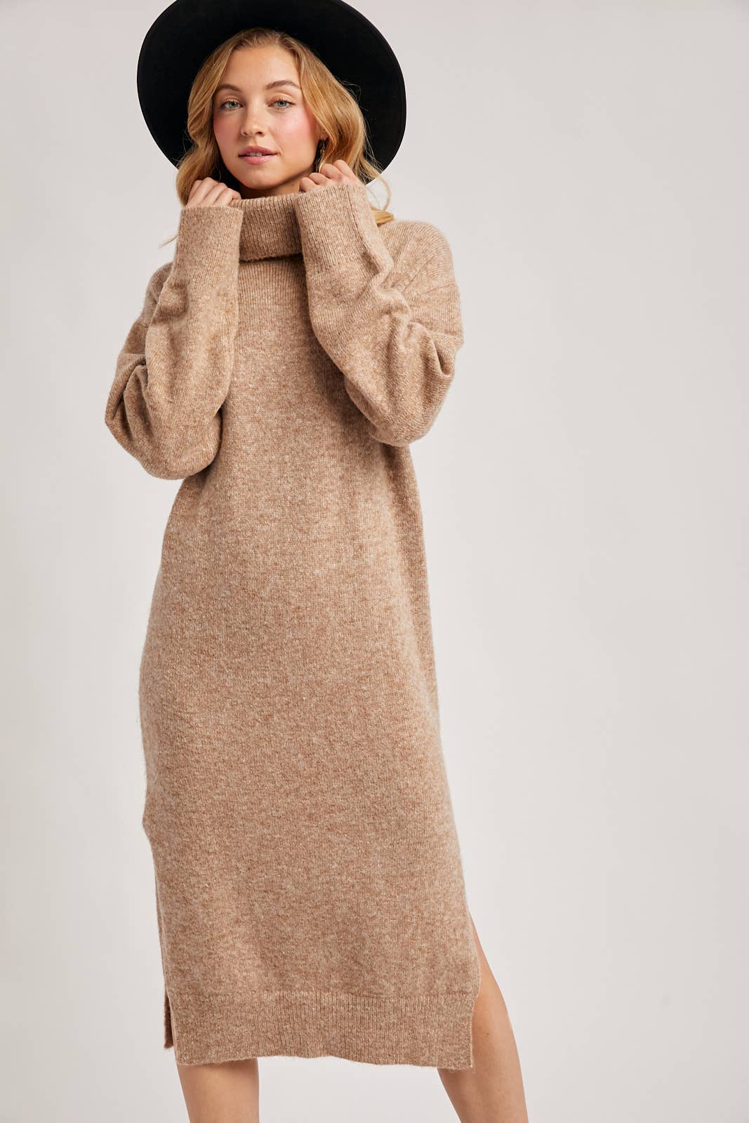 Turtleneck Knit Midi Dress