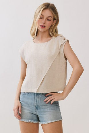Round Neck Surplice Top