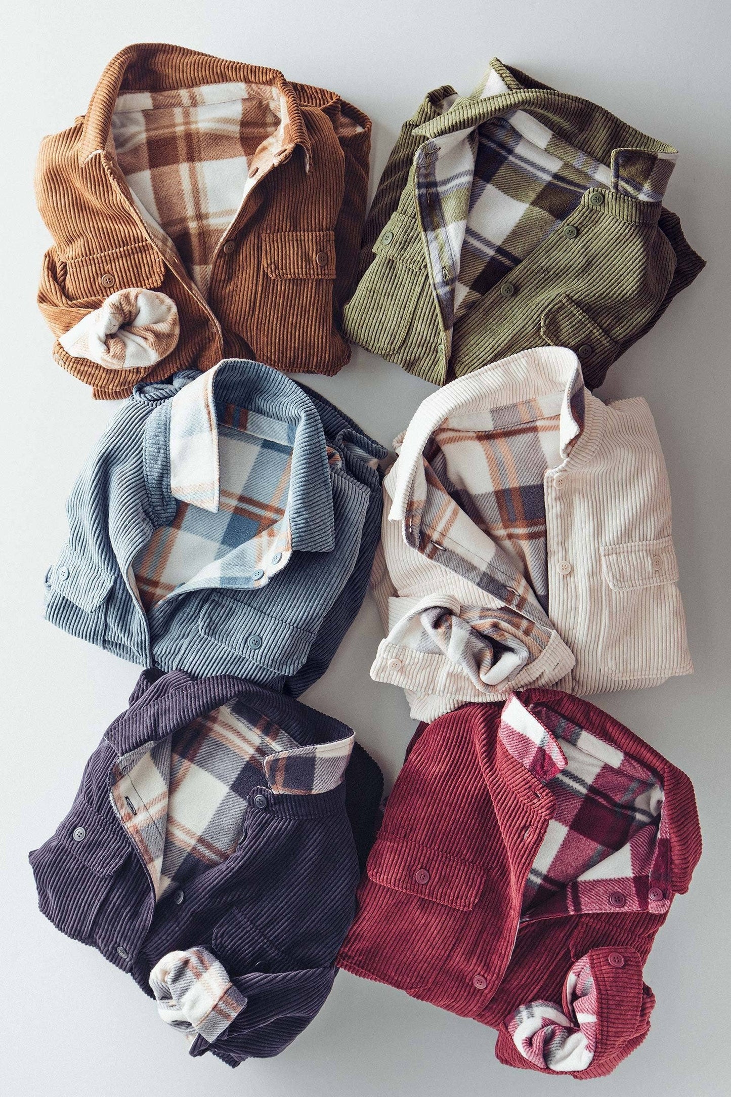 Plaid Lined Corduroy Shacket