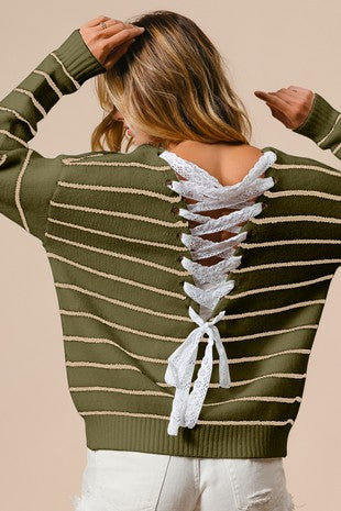 Back Lace Up Sweater