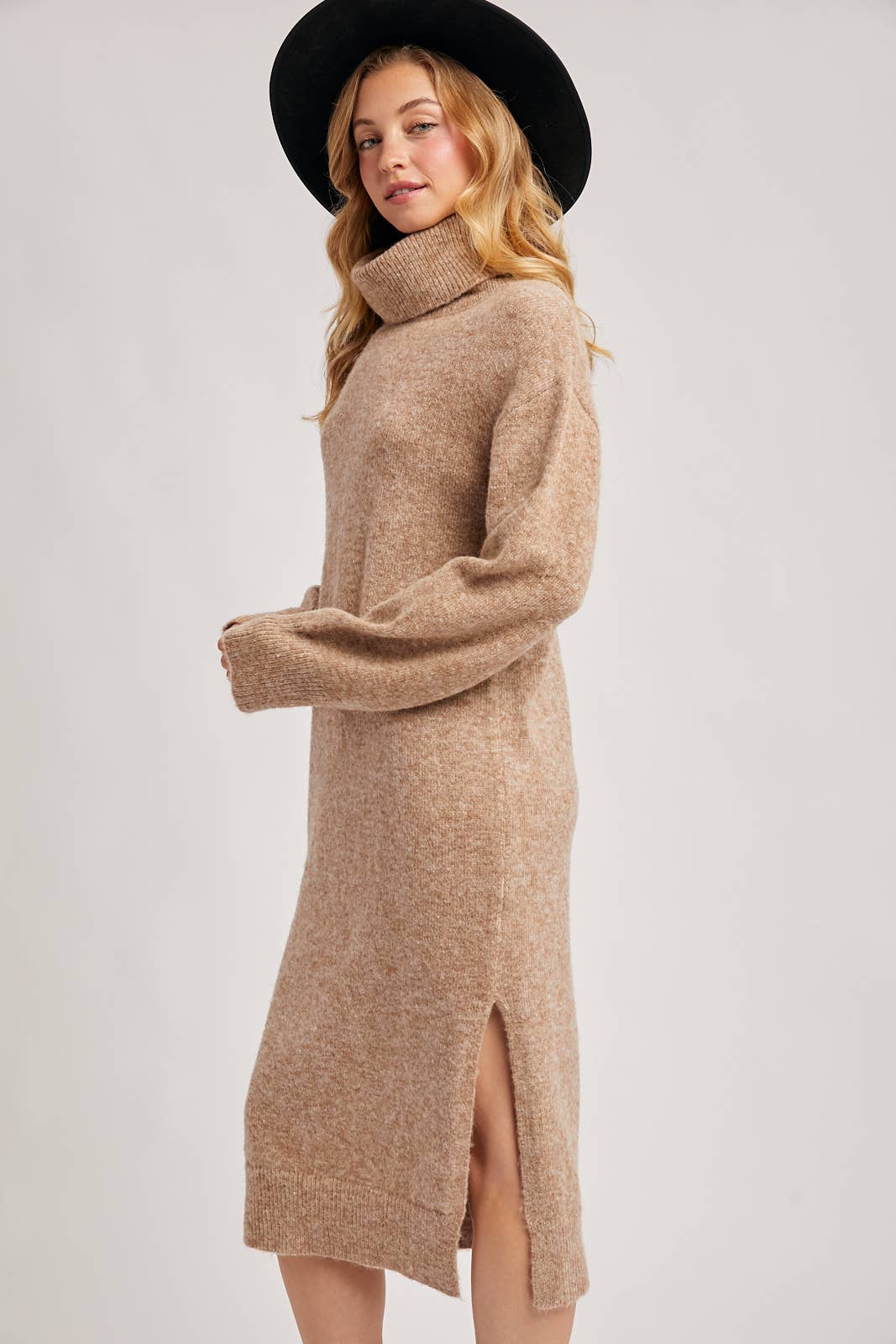 Turtleneck Knit Midi Dress