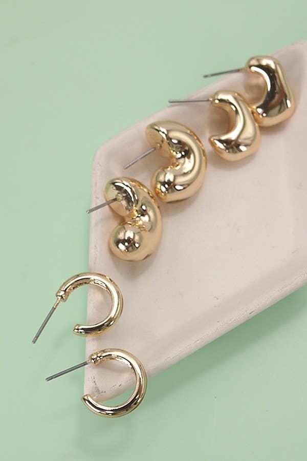 Bubble Huggie Trio Earrings