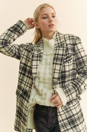 Plaid Pleated Blazer Jacket