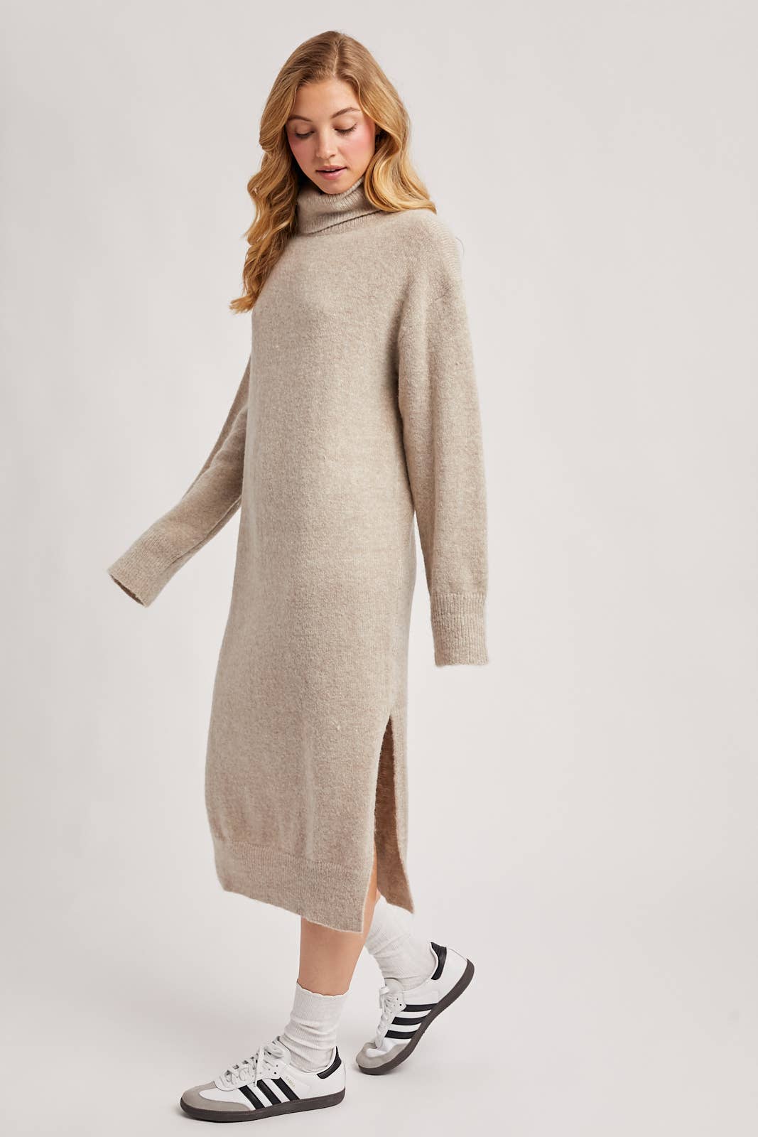 Turtleneck Knit Midi Dress