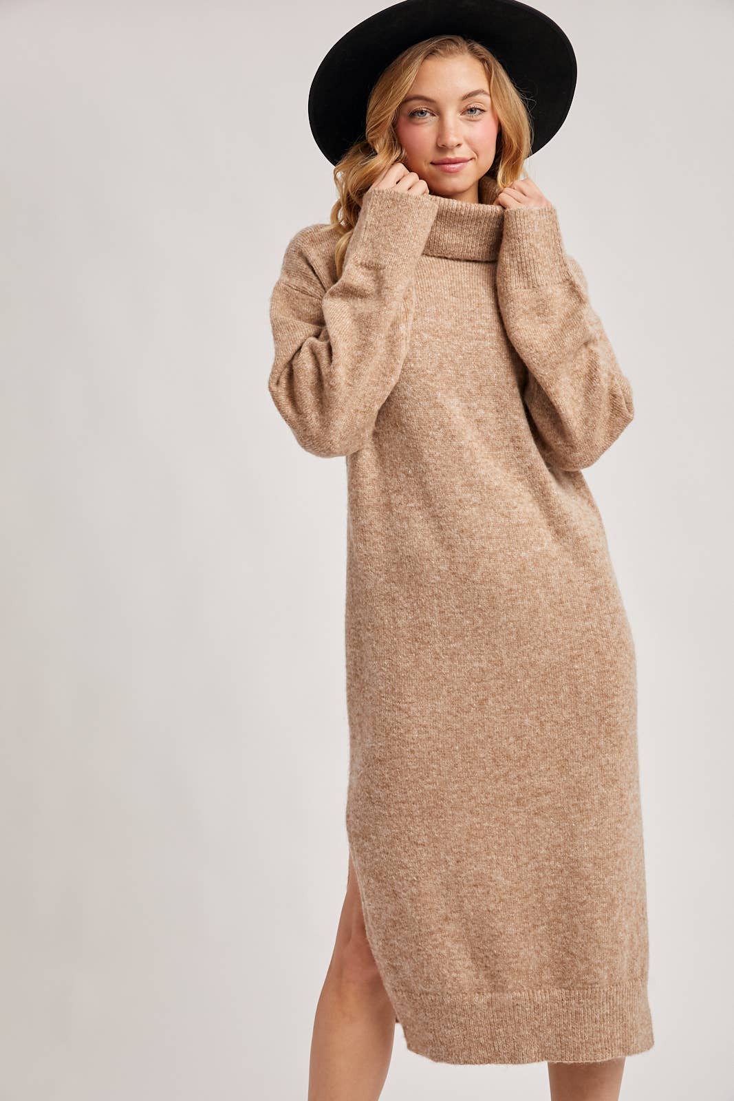 Turtleneck Knit Midi Dress