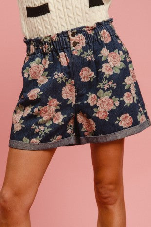 Floral Denim Shorts