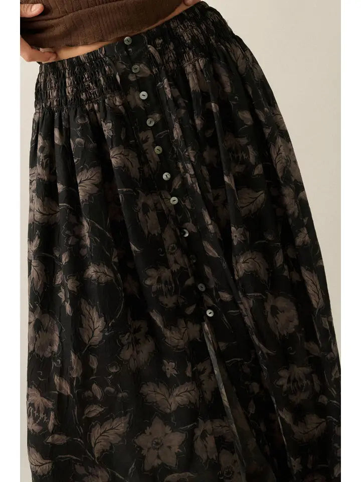 Black Floral Skirt