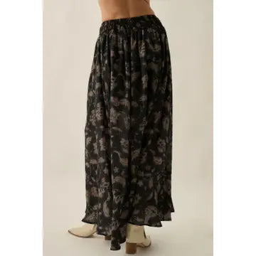 Black Floral Skirt
