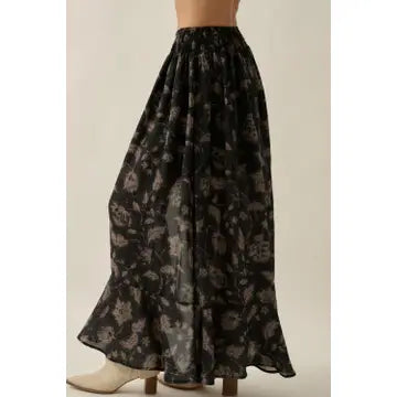 Black Floral Skirt