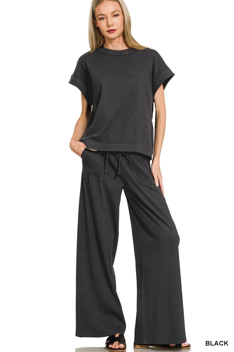 Ribbed Short Sleeve Set