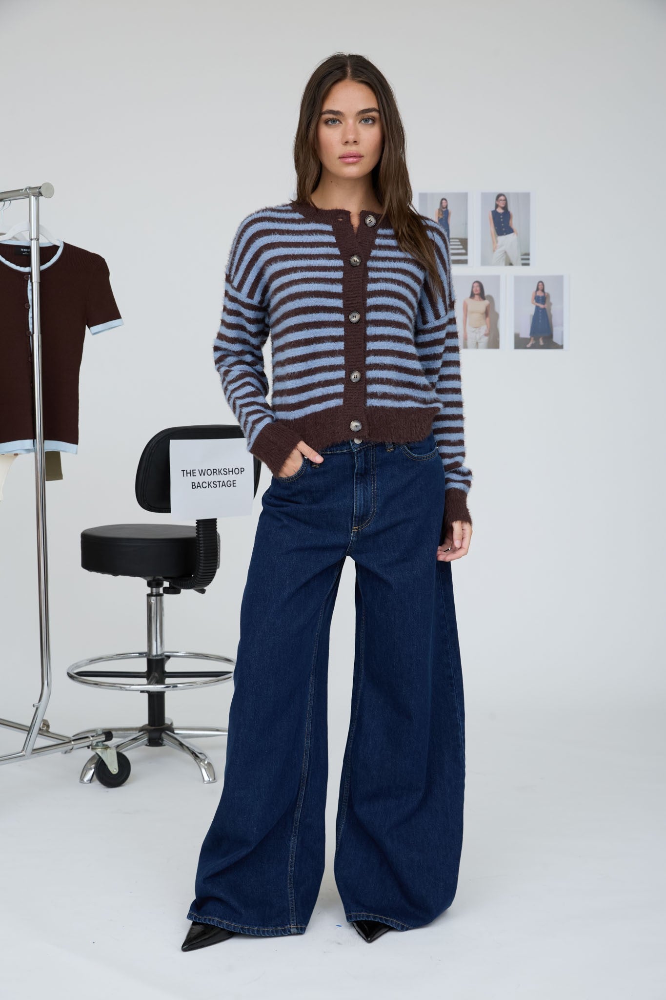 Stripe Fuzzy Cardigan