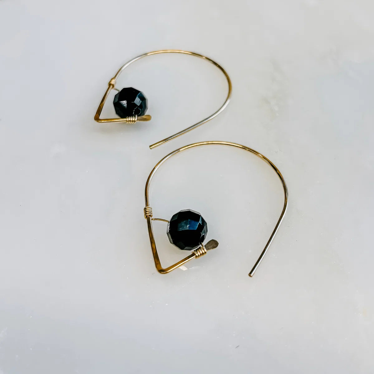 Curved Black Tourmaline Threaders