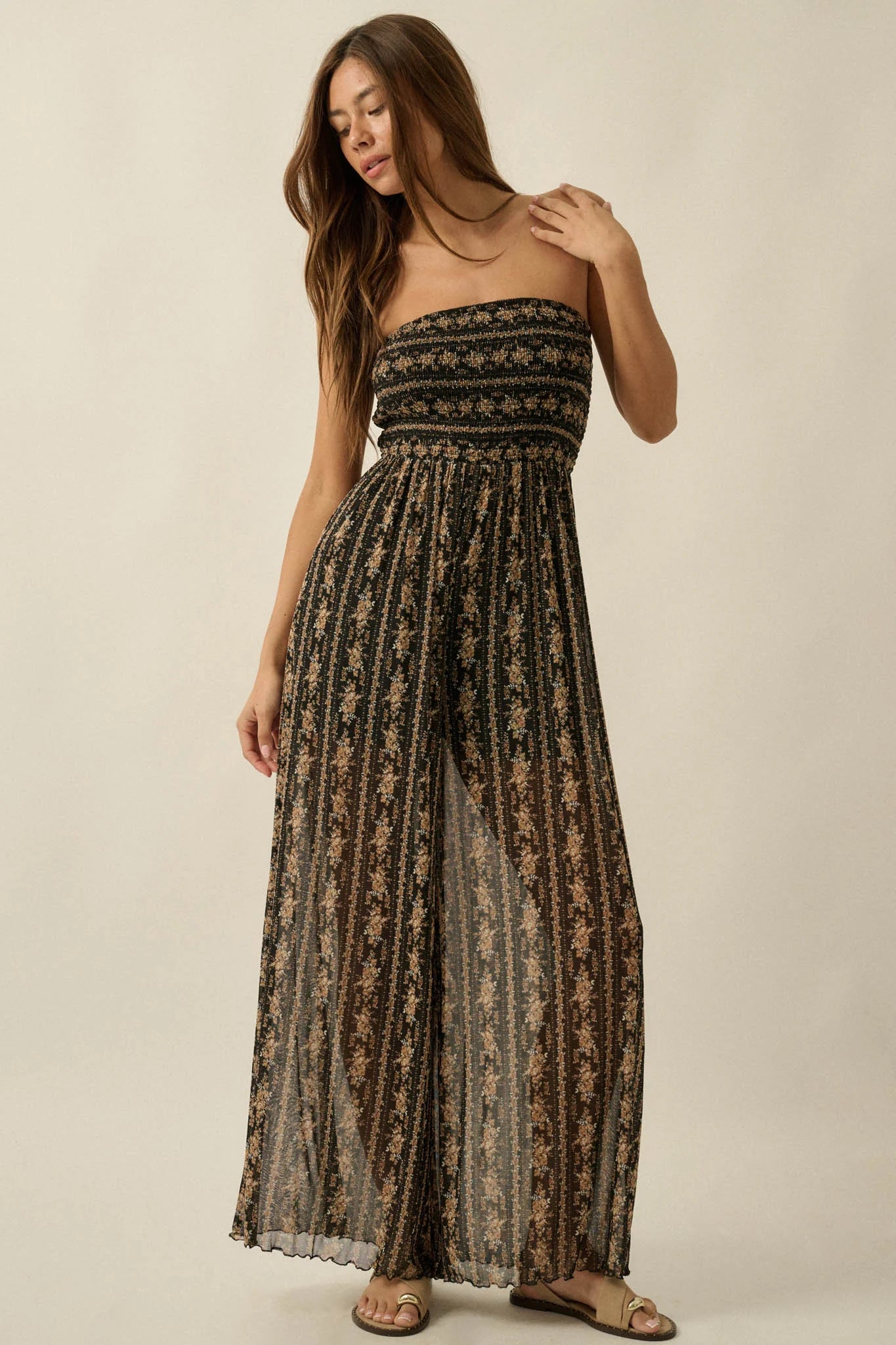 Floral Mesh Jumpsuit