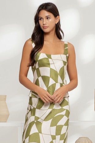 Geo Checkered Satin