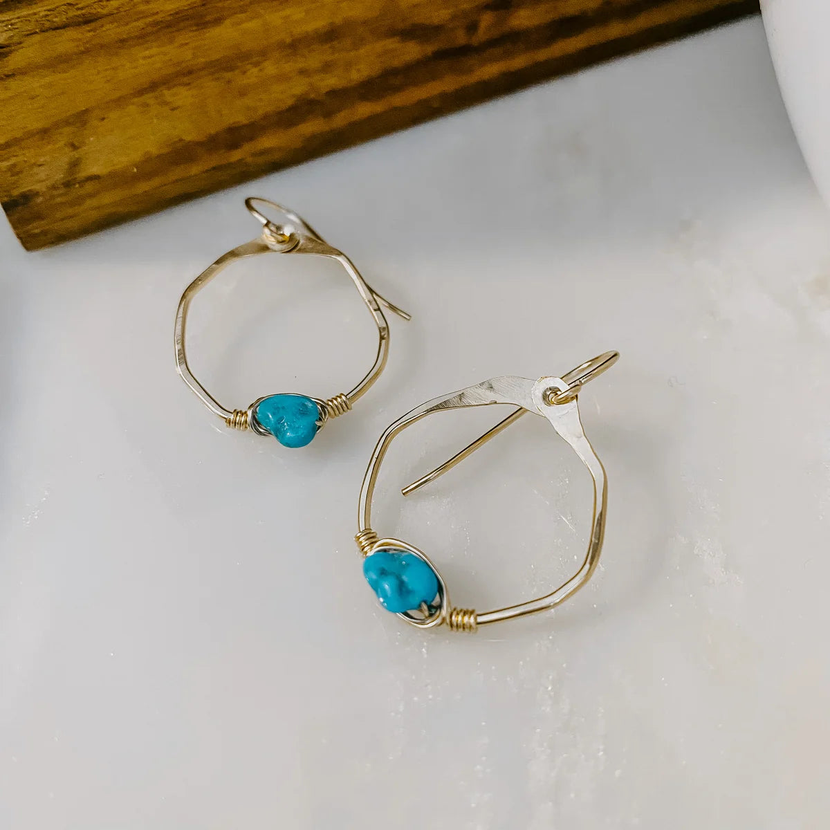 Mini Organic Hoops Turquoise