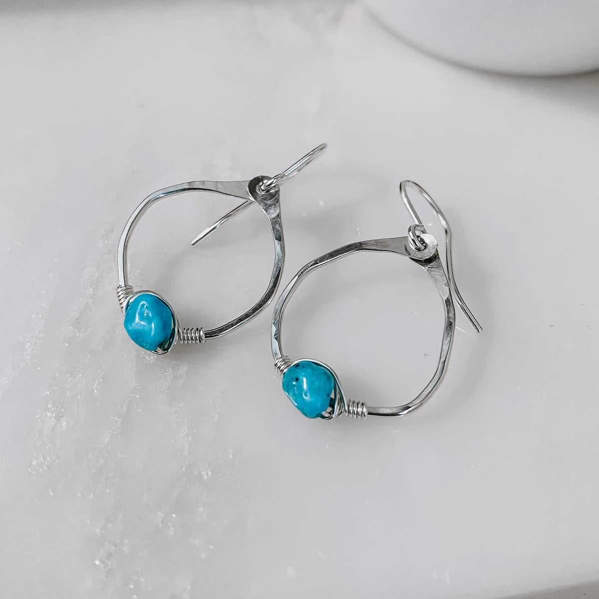 Mini Organic Hoops Turquoise
