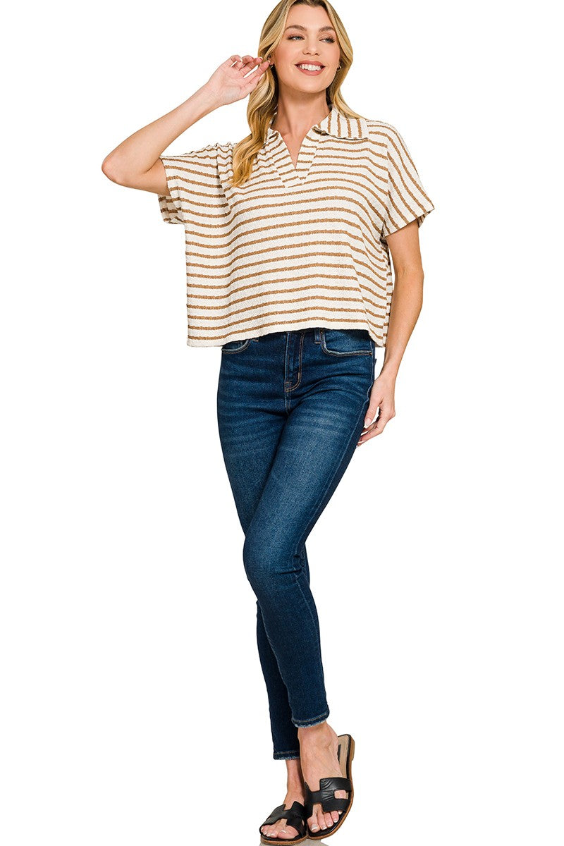 Striped Split Neck