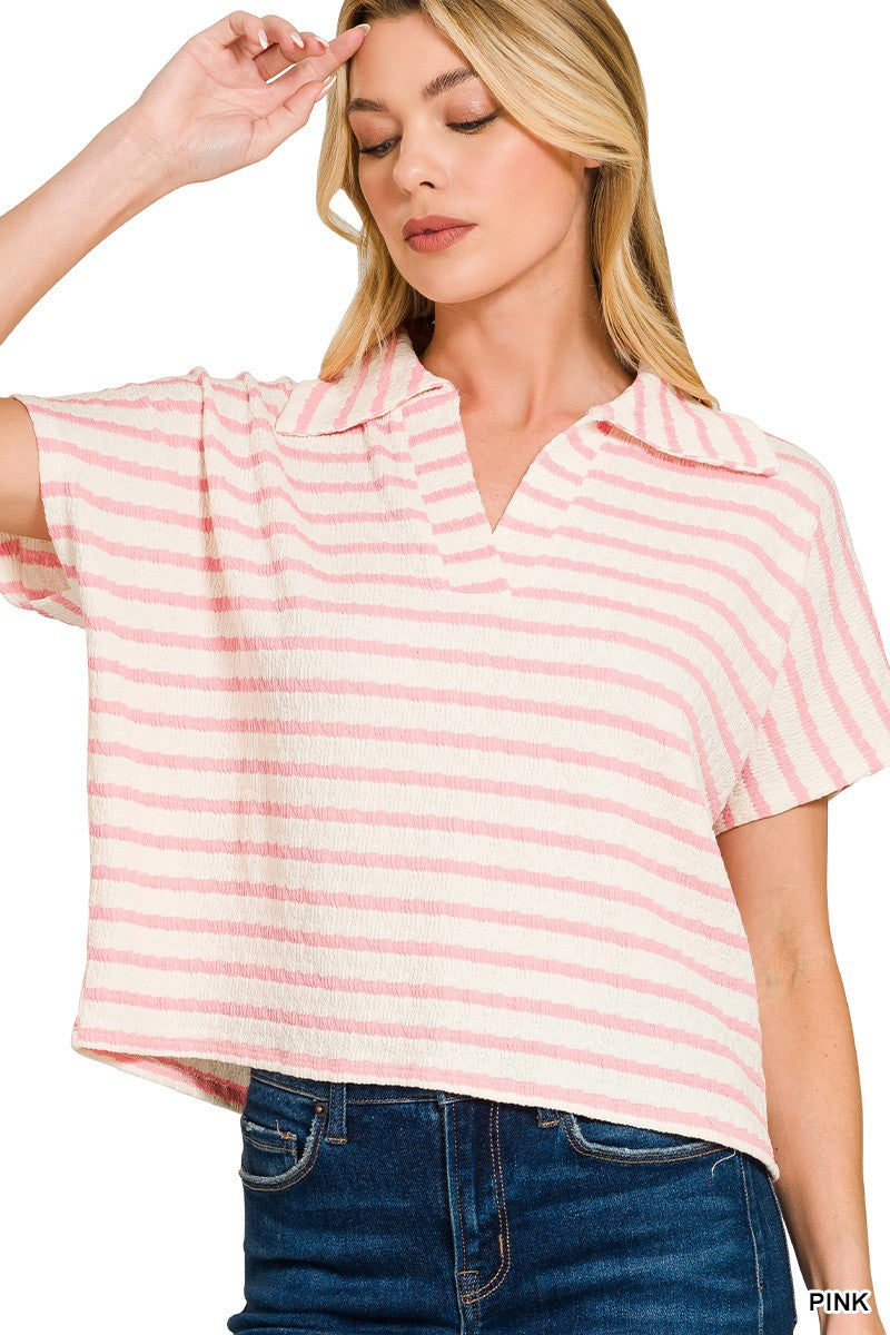 Striped Split Neck