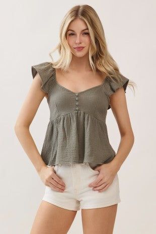 Double Gauze Babydoll Top