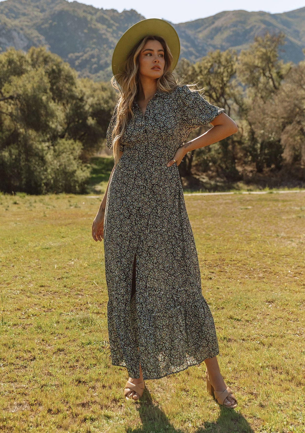 Puff Sleeve Maxi Dress
