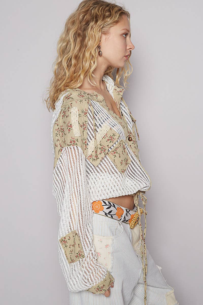 Floral Print Crochet Jacket