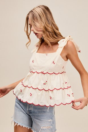 Embroidered Shoulder Top
