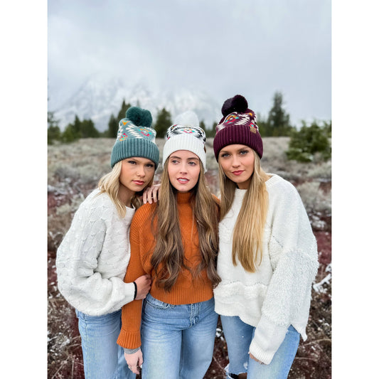 Aztec Faux Fur Beanie