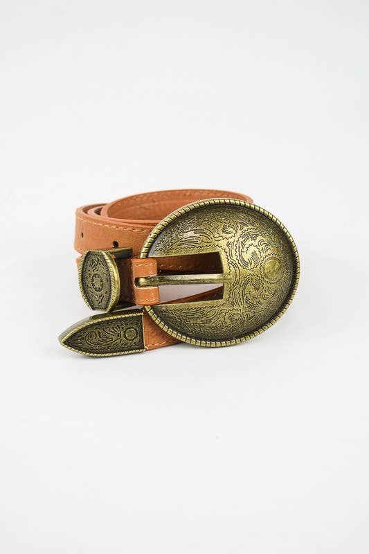 Vintage Embossed Buckle Belt