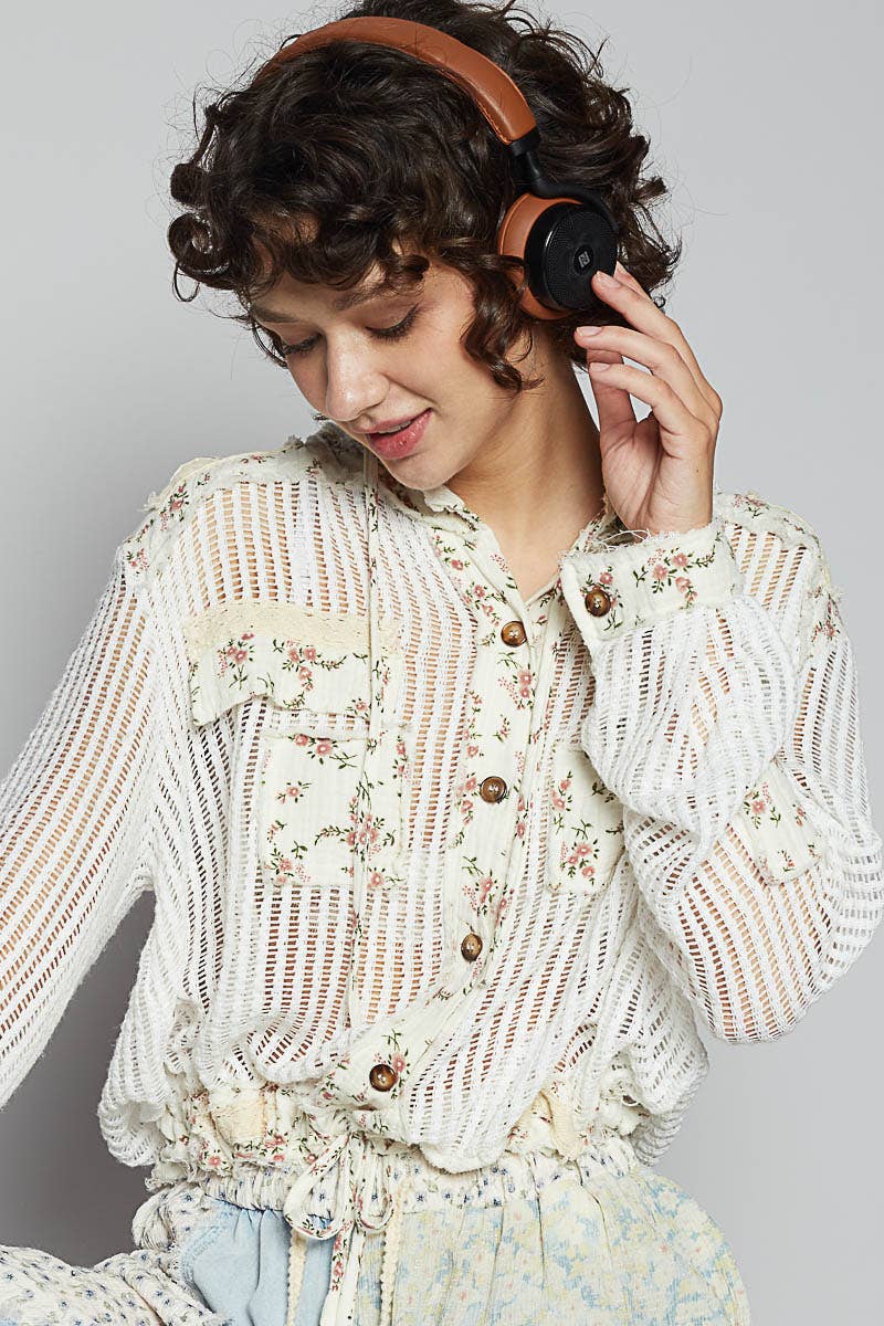 Floral Print Crochet Jacket