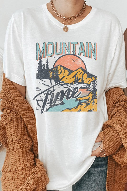 Mountain Time River Sunrise Summer Graphic Tee
