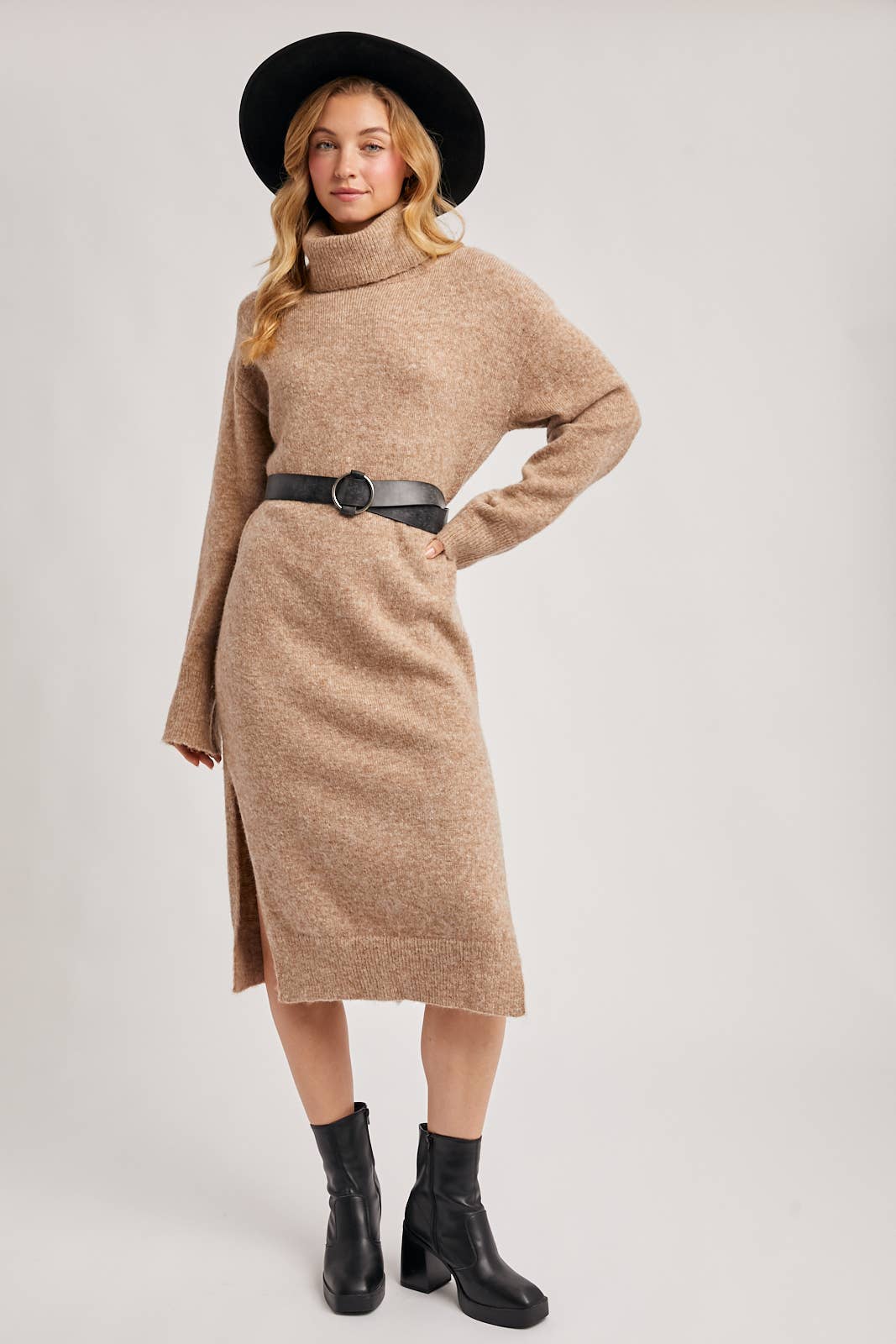 Turtleneck Knit Midi Dress