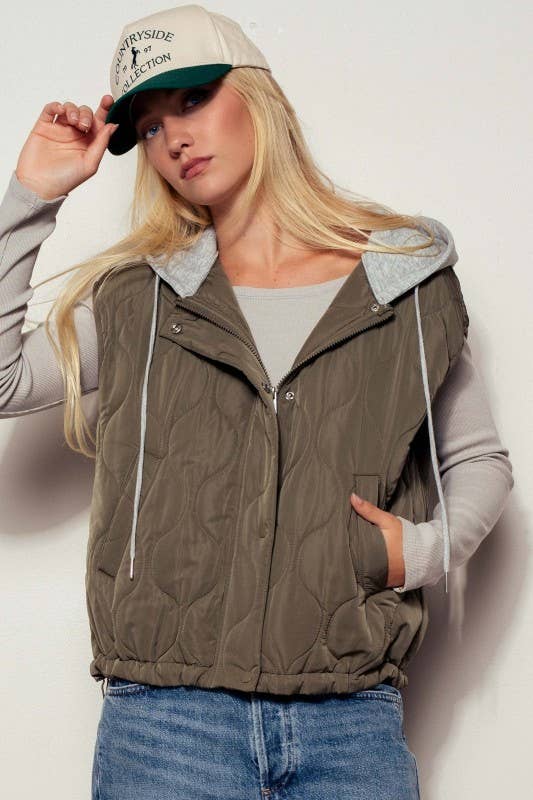 Quilted Western Hooded Vest