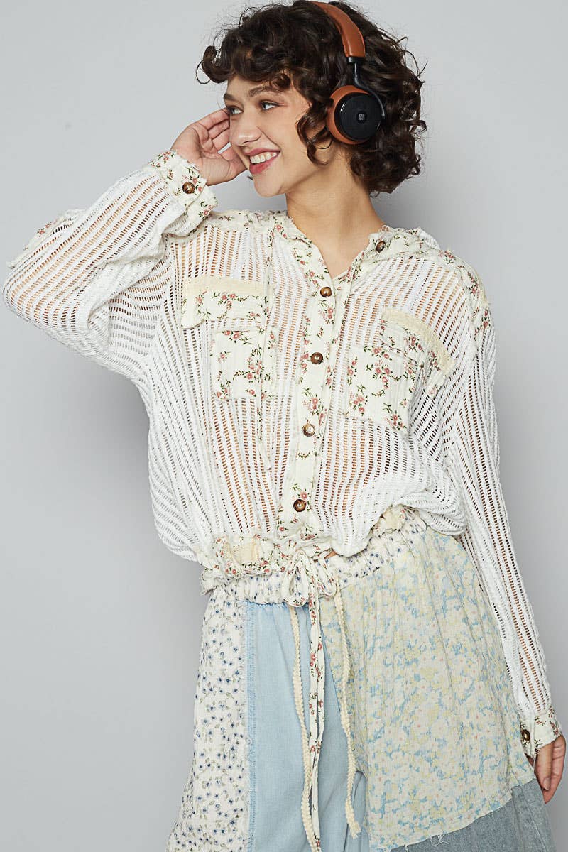 Floral Print Crochet Jacket