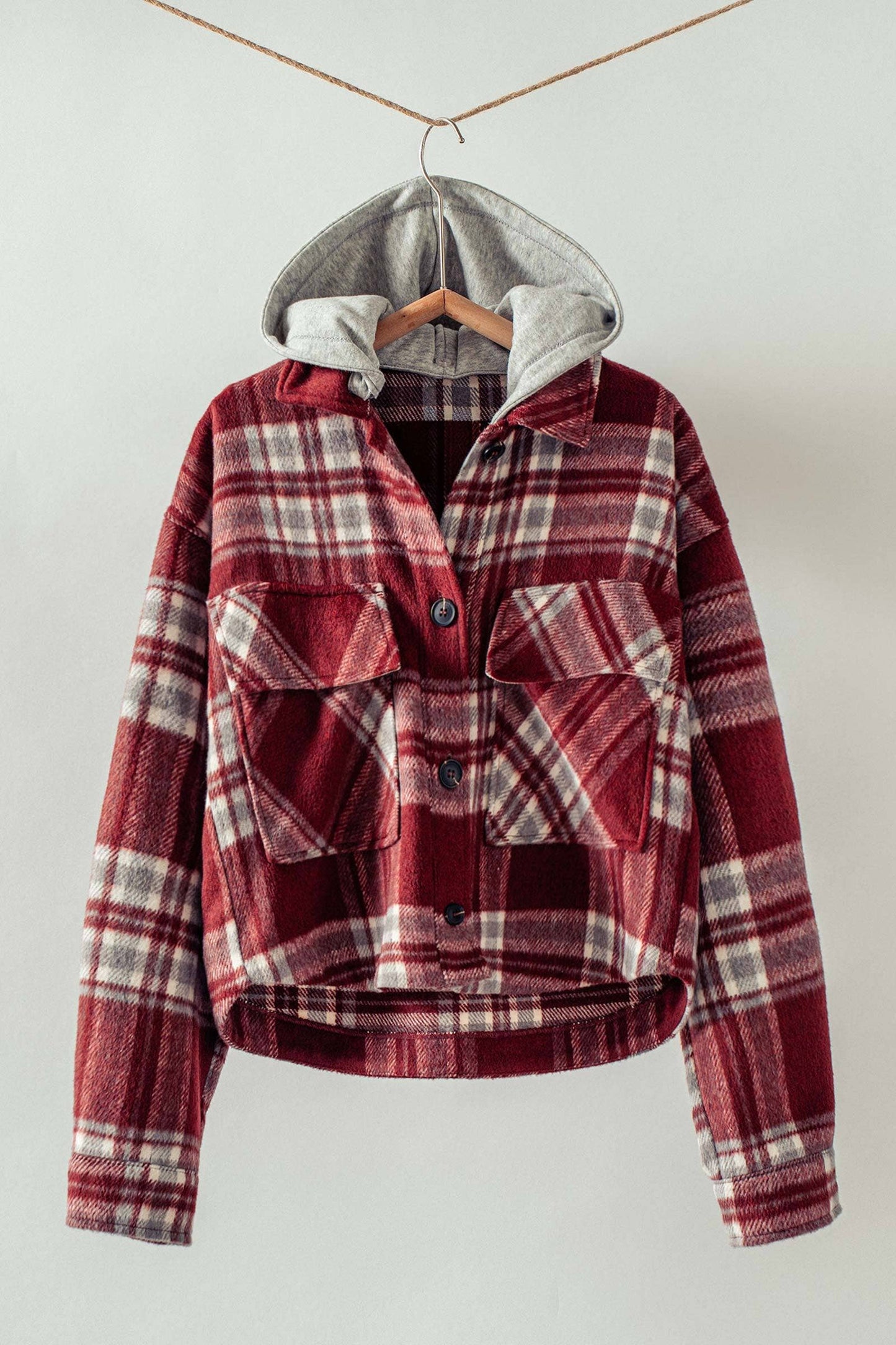 Detachable Hoodie Plaid Jacket