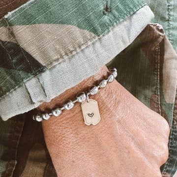 Brass Heart Tag Bracelet