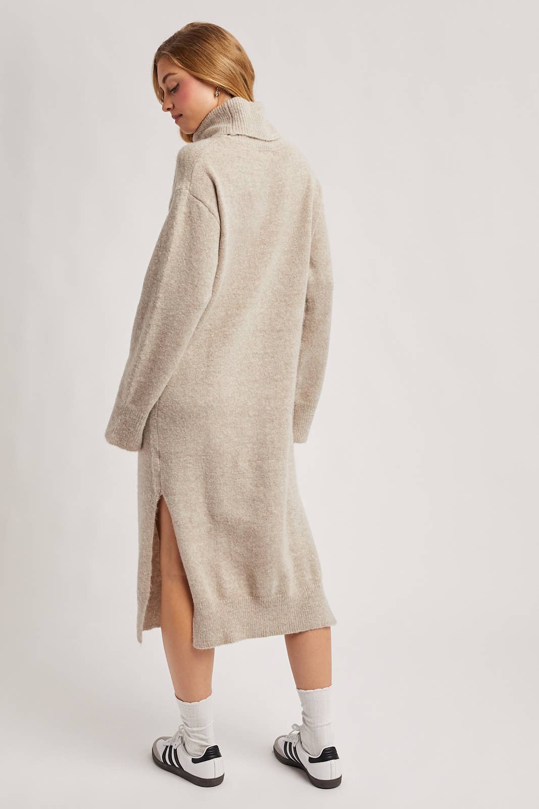 Turtleneck Knit Midi Dress