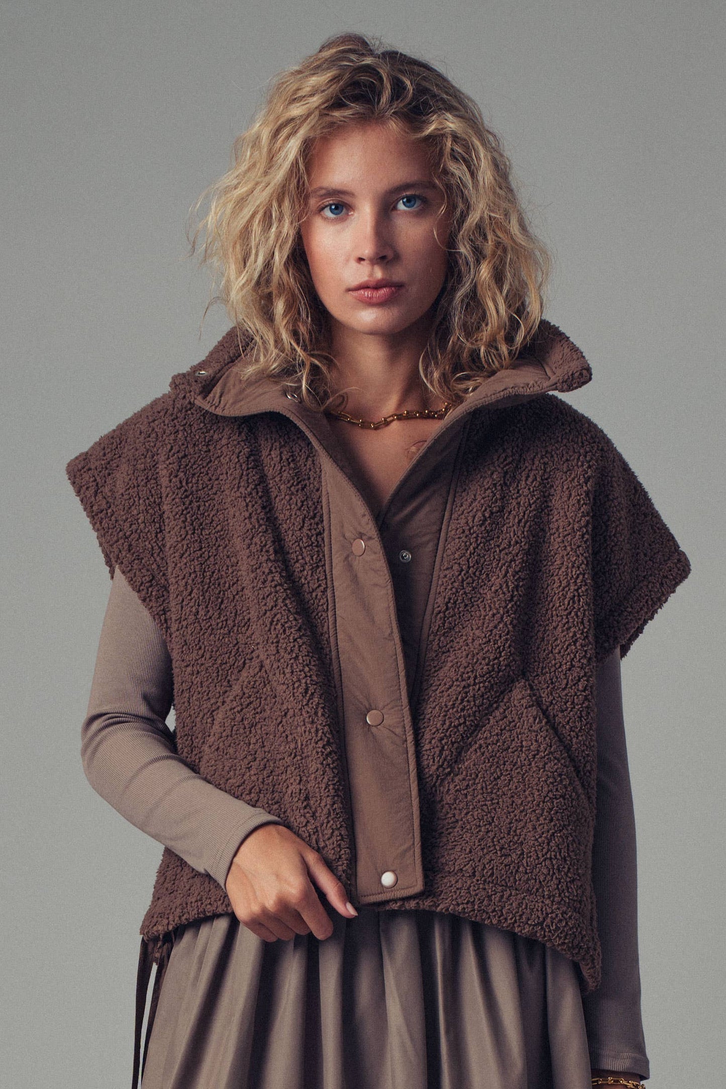 Quilted Sherpa Boxy Vest