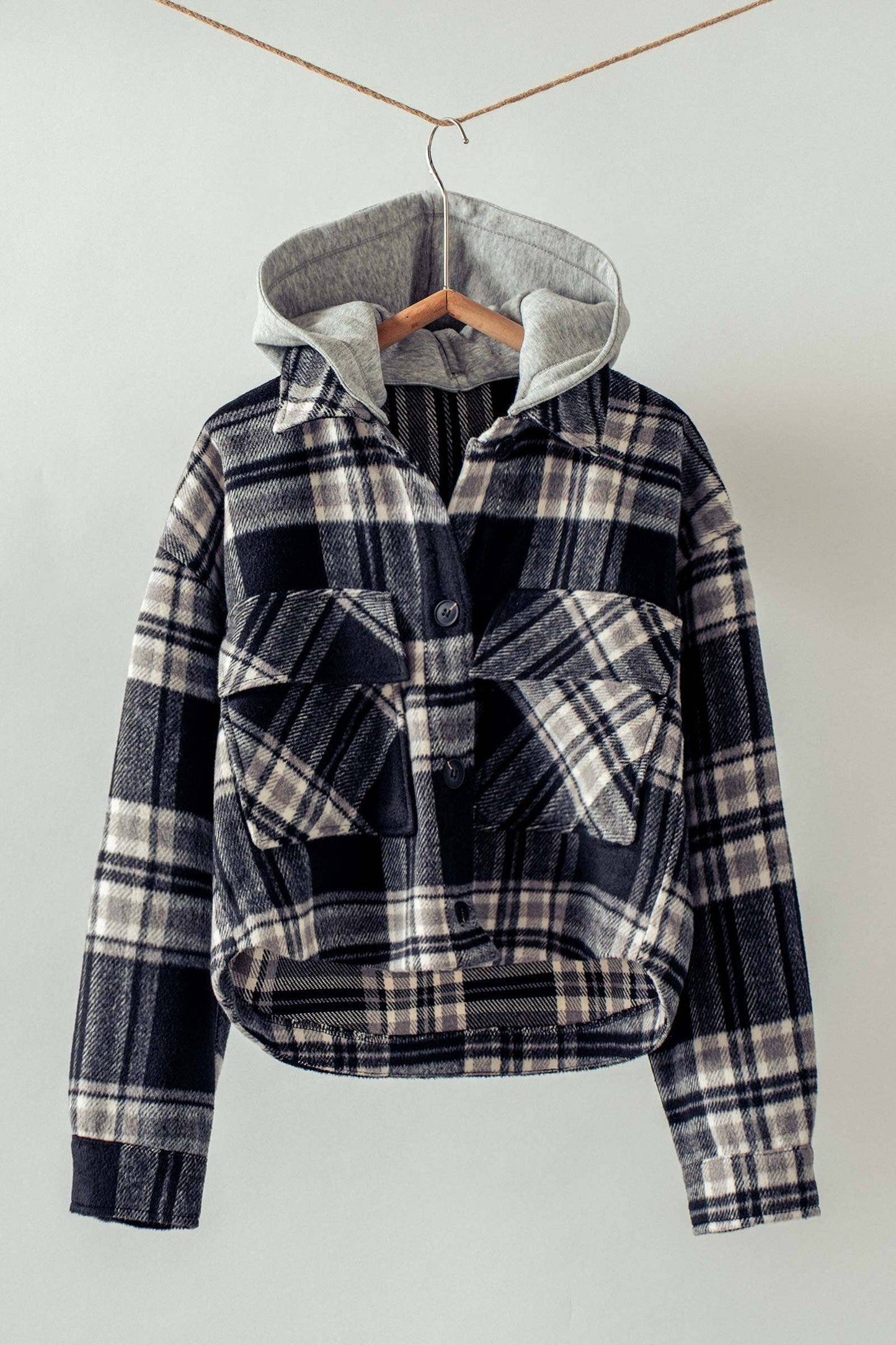 Detachable Hoodie Plaid Jacket